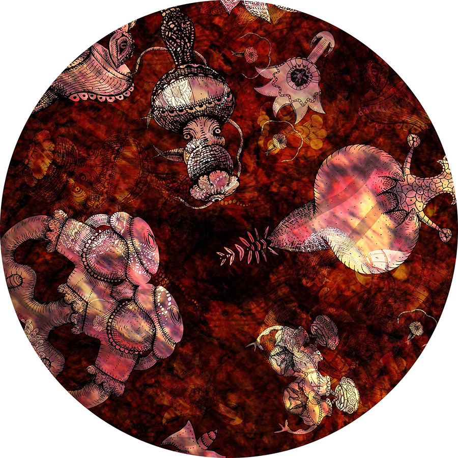 Mandala series Rendevous 03, Giclee archival fine art print, by Helen Ferry